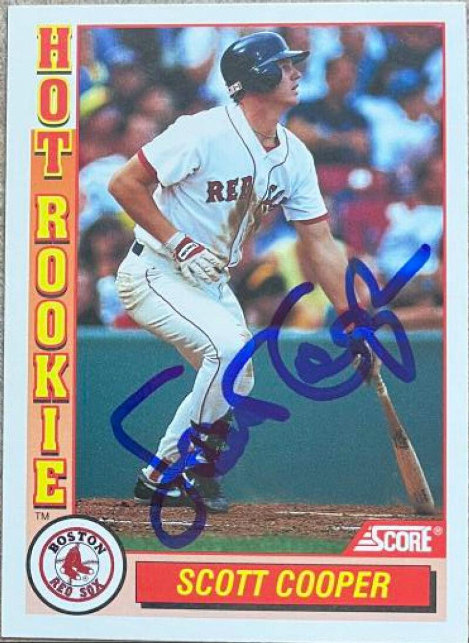 Scott Cooper Signed 1992 Score Hot Rookies Baseball Card - Boston Red Sox