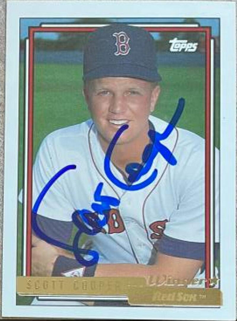 Scott Cooper Signed 1992 Topps Gold Winner Baseball Card - Boston Red Sox