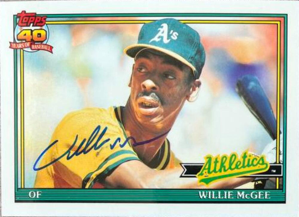 Willie McGee Signed 1991 Topps Tiffany Baseball Card - Oakland A's