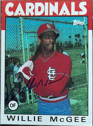 Willie McGee Signed 1986 Topps Wax Box Bottom Baseball Card - St Louis Cardinals