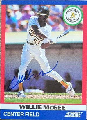 Willie McGee Signed 1991 Score 100 Superstars Baseball Card - Oakland A's