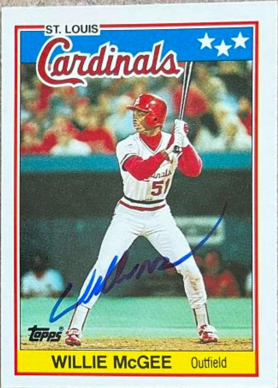 Willie McGee Signed 1988 Topps UK Mini Baseball Card - St Louis Cardinals