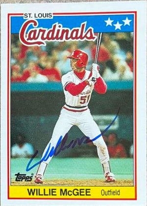 Willie McGee Signed 1988 Topps UK Mini Baseball Card - St Louis Cardinals