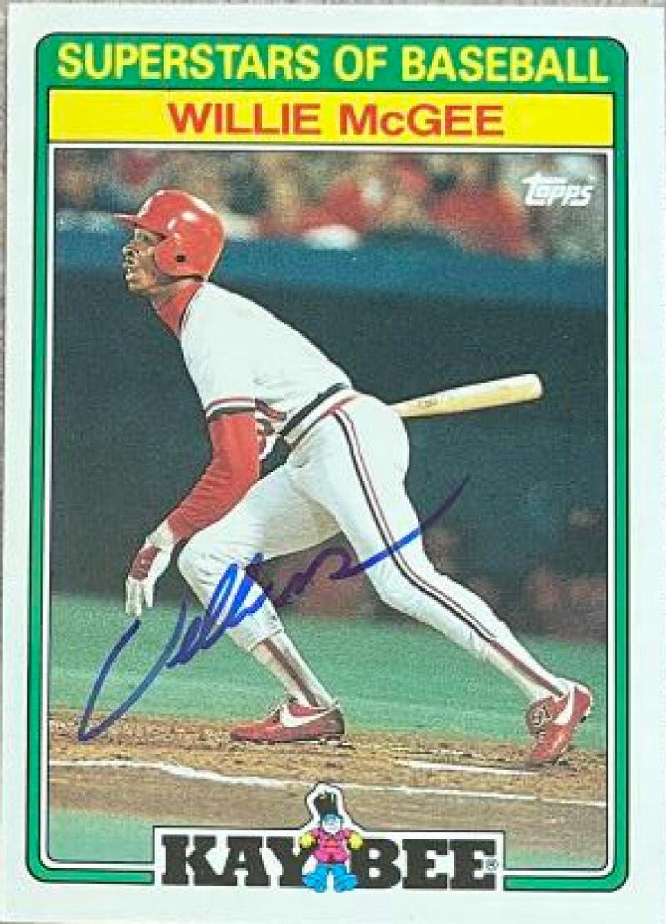 Willie McGee Signed 1988 Topps KayBee Superstars of Baseball Card - St Louis Cardinals