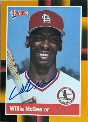 Willie McGee Signed 1988 Donruss Baseball's Best Baseball Card - St Louis Cardinals