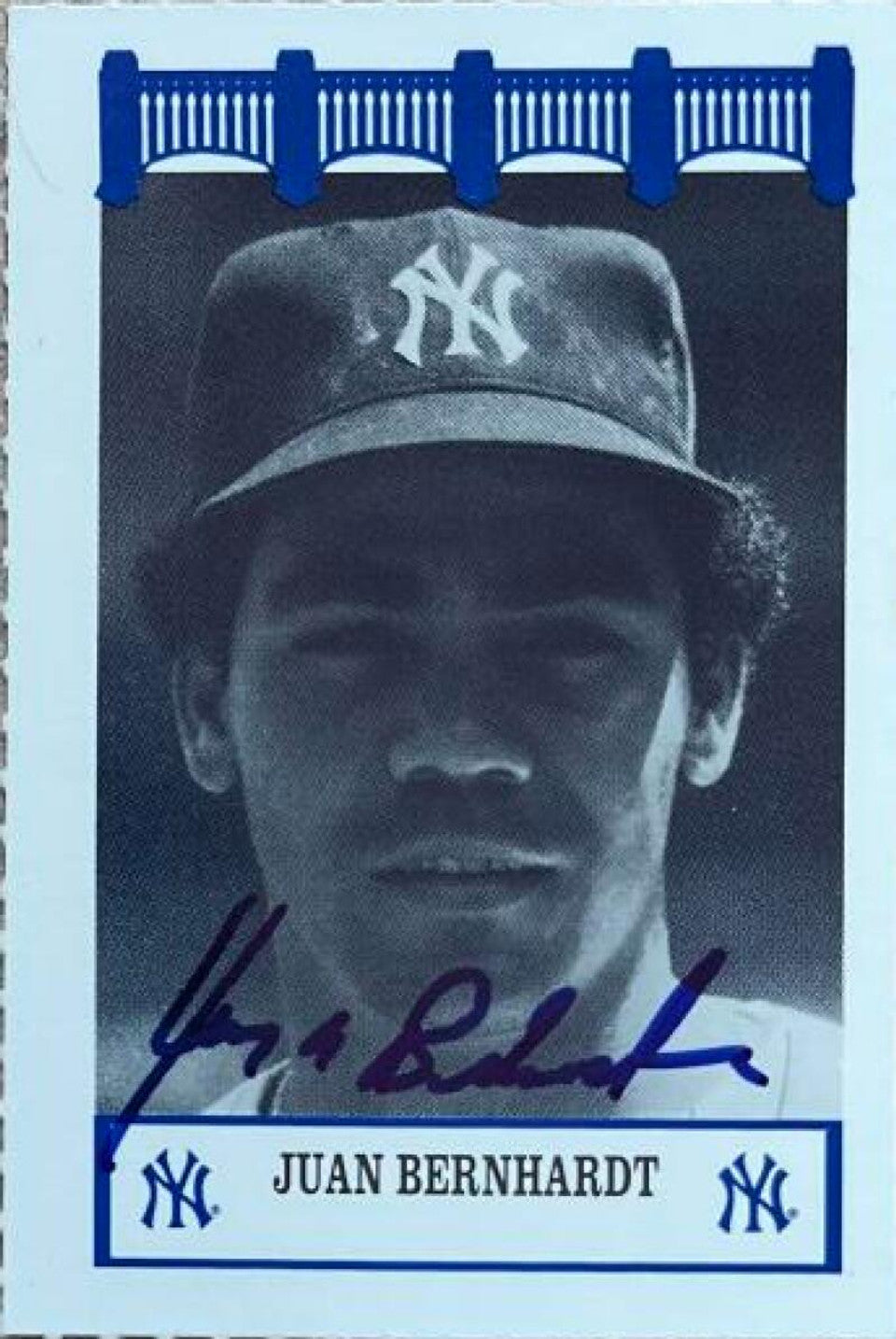 Juan Bernhardt Signed 1992 WIZ Baseball Card - New York Yankees