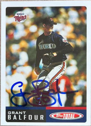 Grant Balfour Signed 2002 Topps Total Baseball Card - Minnesota Twins