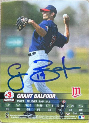 Grant Balfour Signed 2004 MLB Showdown Trading Deadline Baseball Card - Minnesota Twins