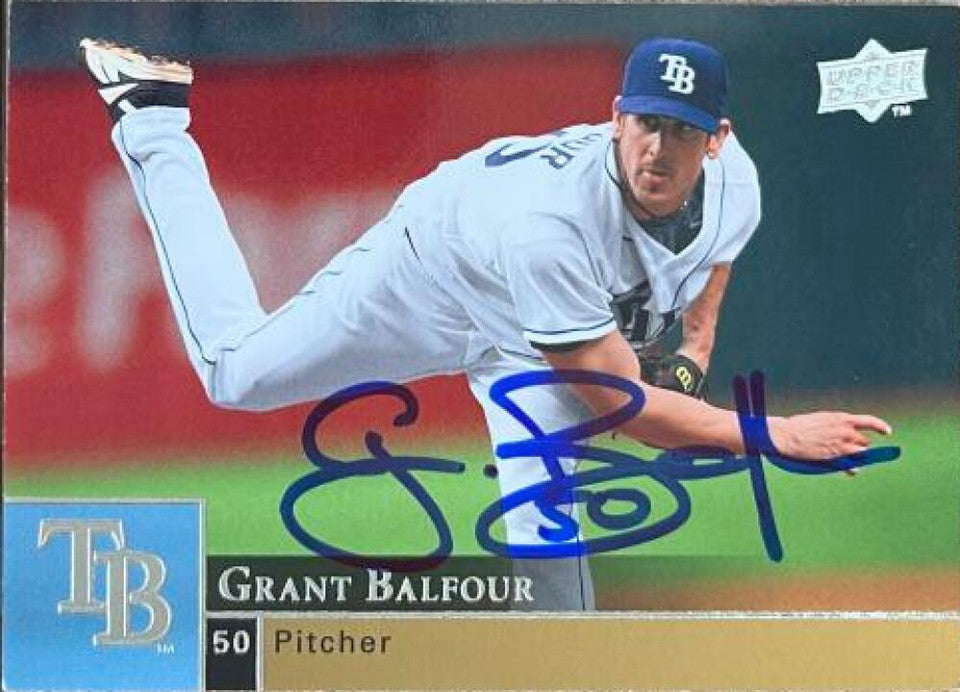 Grant Balfour Signed 2009 Upper Deck Baseball Card - Tampa Bay Rays