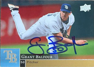 Grant Balfour Signed 2009 Upper Deck Baseball Card - Tampa Bay Rays