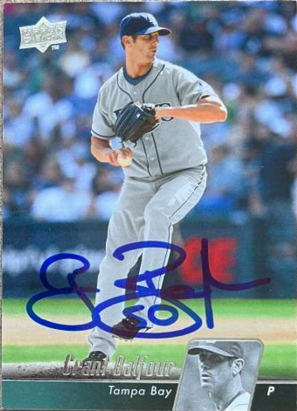 Grant Balfour Signed 2010 Upper Deck Baseball Card - Tampa Bay Rays