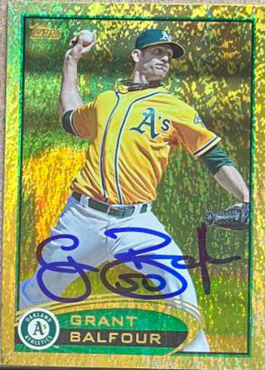 Grant Balfour Signed 2012 Topps Gold Sparkle Baseball Card - Oakland A's