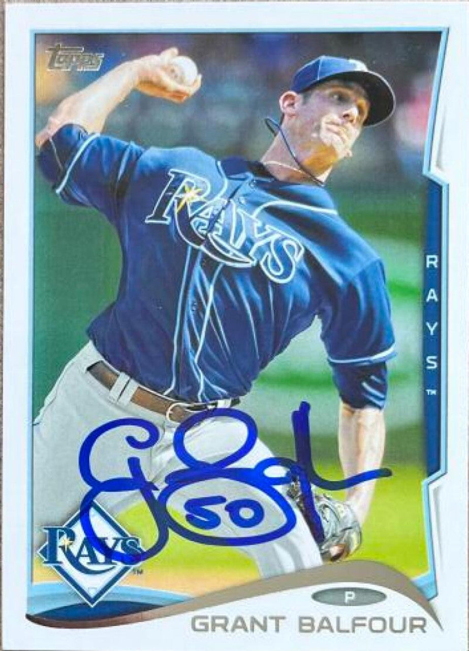 Grant Balfour Signed 2014 Topps Baseball Card - Tampa Bay Rays