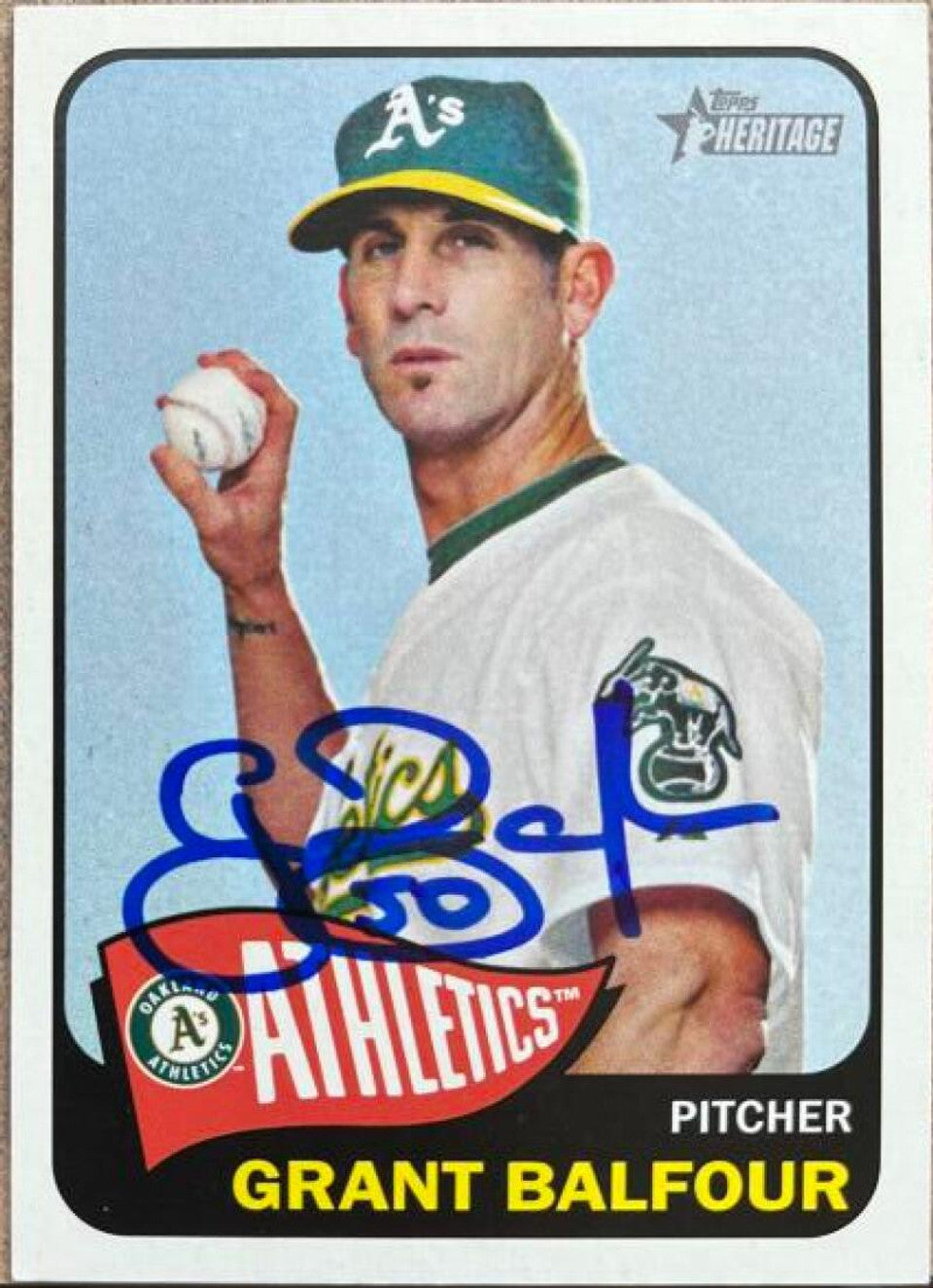 Grant Balfour Signed 2014 Topps Heritage Baseball Card - Oakland A's