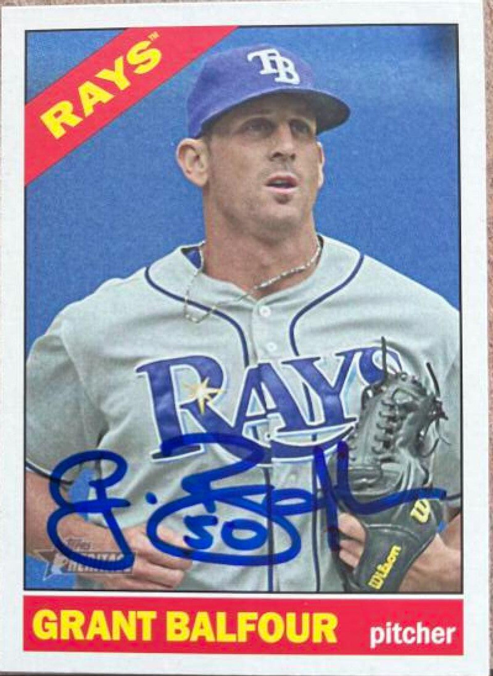 Grant Balfour Signed 2015 Topps Heritage Baseball Card - Tampa Bay Rays