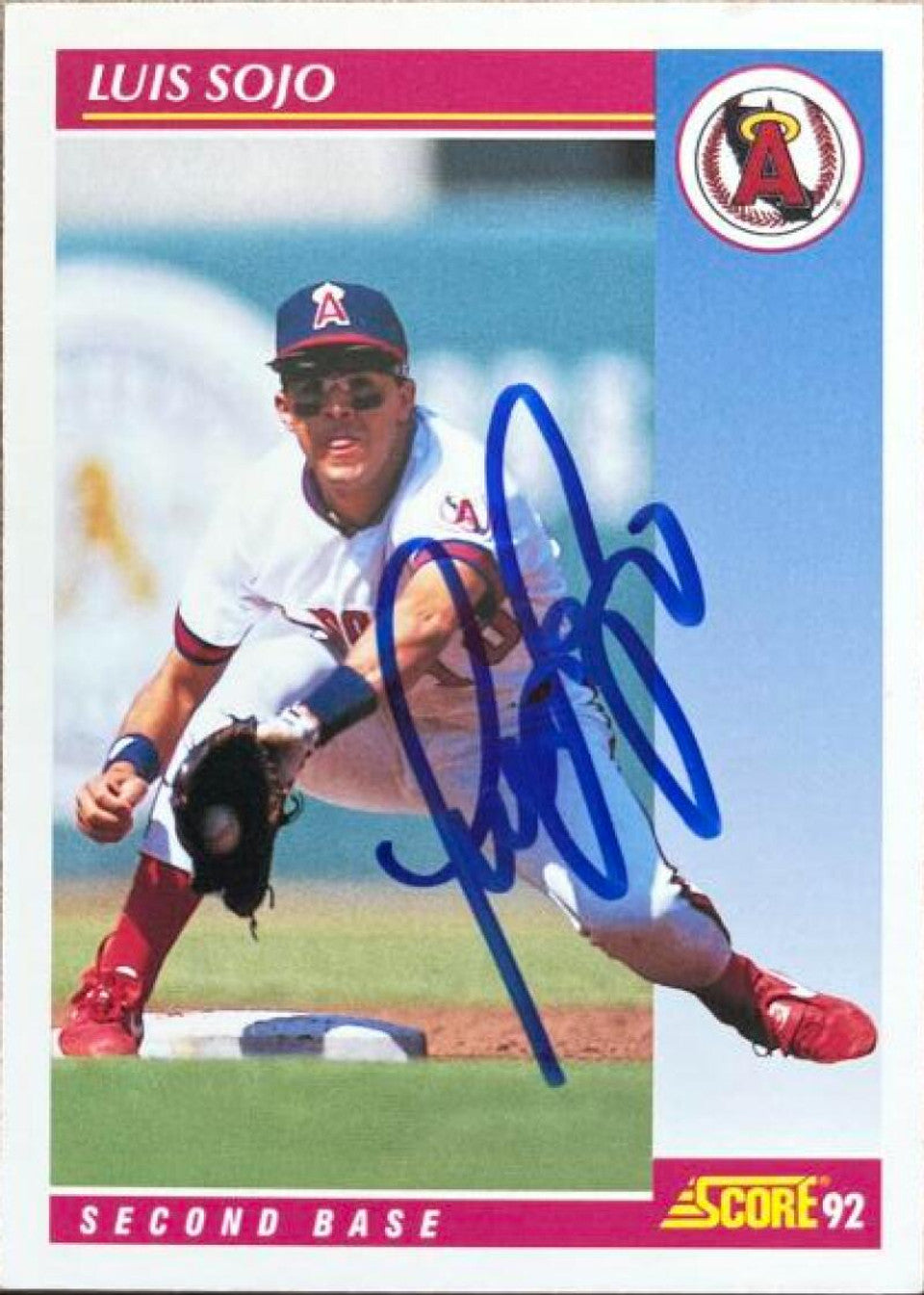 Luis Sojo Signed 1992 Score Baseball Card - California Angels