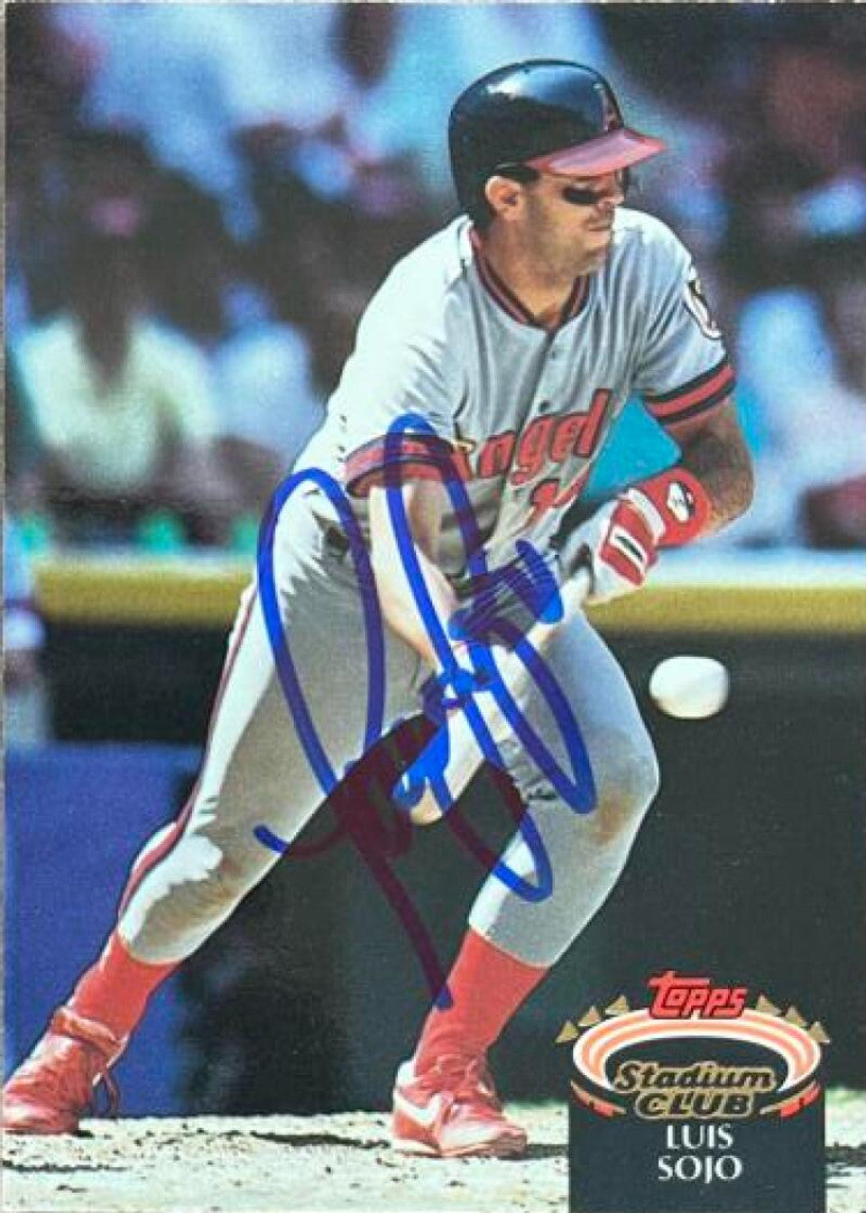 Luis Sojo Signed 1992 Stadium Club Baseball Card - California Angels