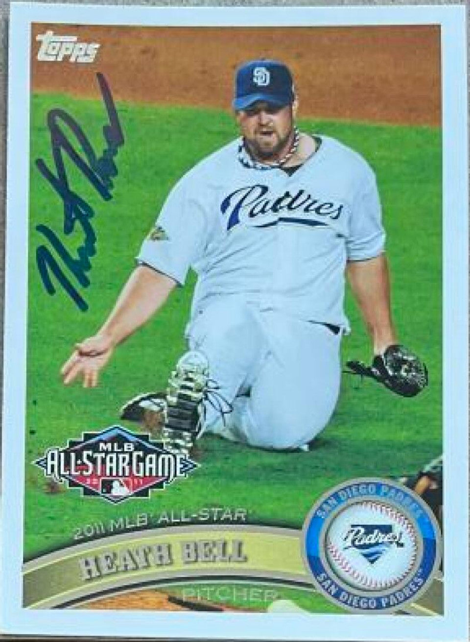 Heath Bell Signed 2011 Topps Update All-Star Baseball Card - San Diego Padres