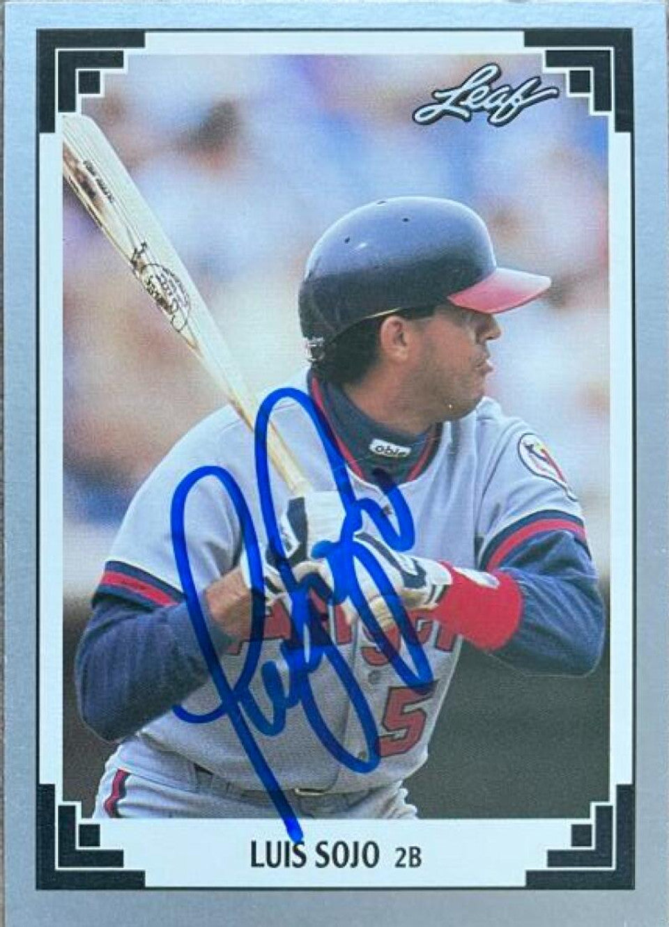 Luis Sojo Signed 1991 Leaf Baseball Card - California Angels