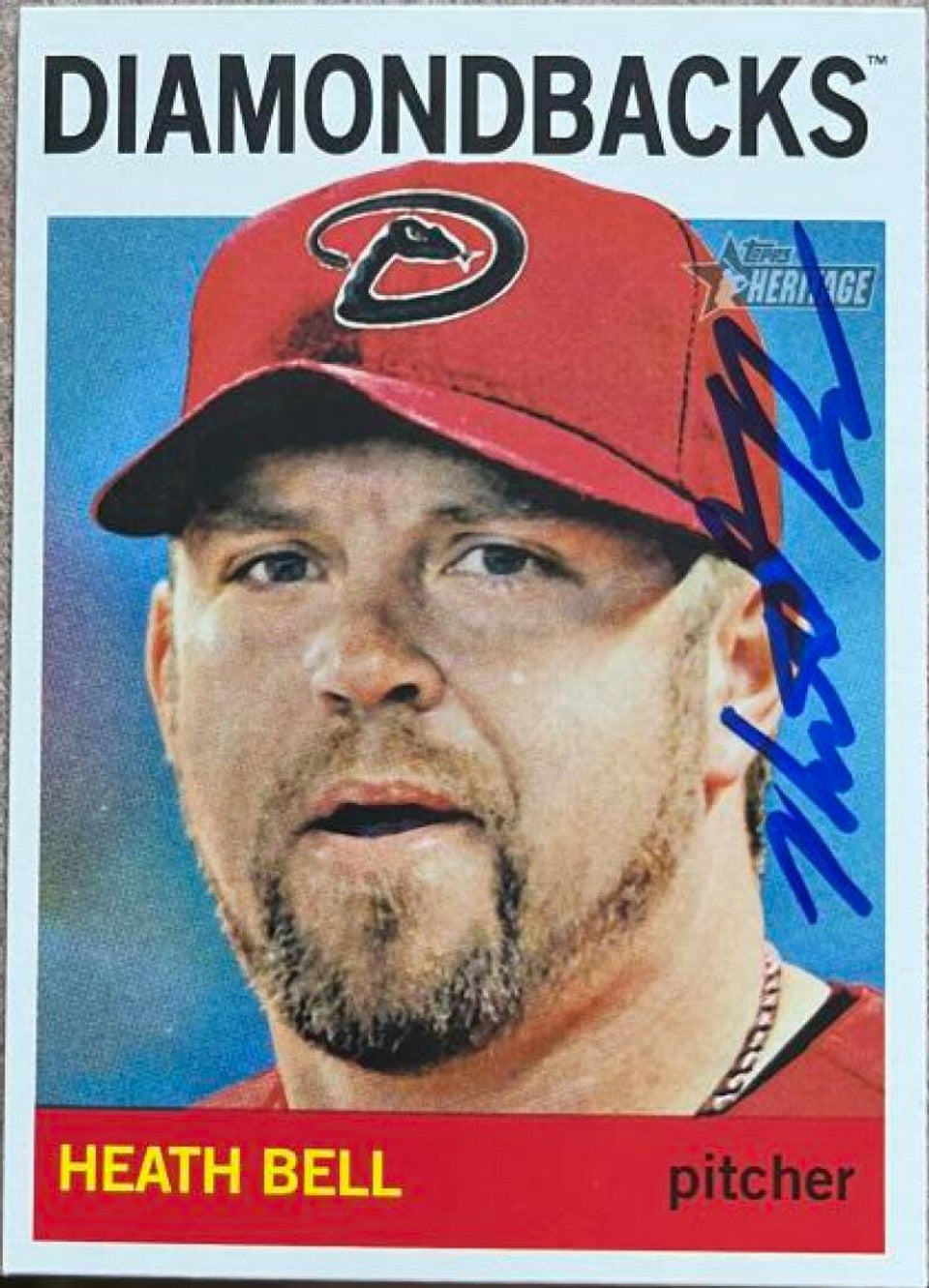 Heath Bell Signed 2013 Topps Heritage Baseball Card - Arizona Diamondbacks