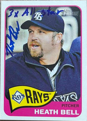 Heath Bell Signed 2014 Topps Heritage Baseball Card - Tampa Bay Rays w/3x All-Star Inscription