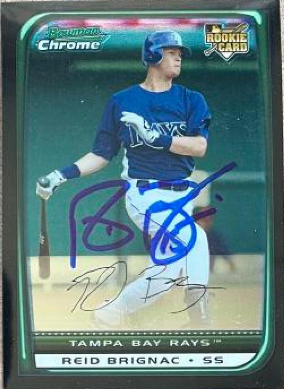 Reid Brignac Signed 2008 Bowman Chrome Draft Picks & Prospects Baseball Card - Tampa Bay Rays