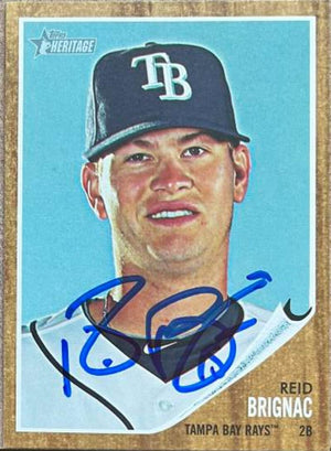 Reid Brignac Signed 2011 Topps Heritage Baseball Card - Tampa Bay Rays