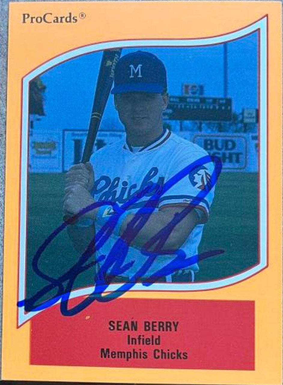 Sean Berry Autographed 1990 ProCards Baseball Card - Memphis Chicks