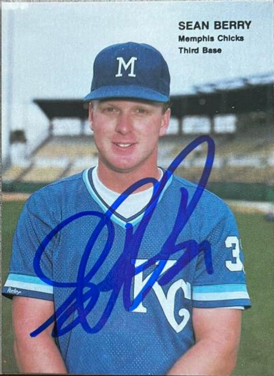 Sean Berry Autographed 1990 Best Baseball Card - Memphis Chicks