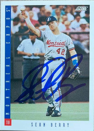 Sean Berry Autographed 1993 Score Baseball Card - Montreal Expos