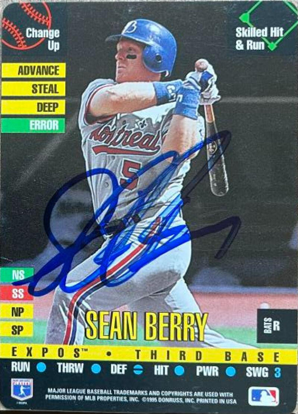 Sean Berry Autographed 1995 Donruss Top of the Order Baseball Card - Montreal Expos