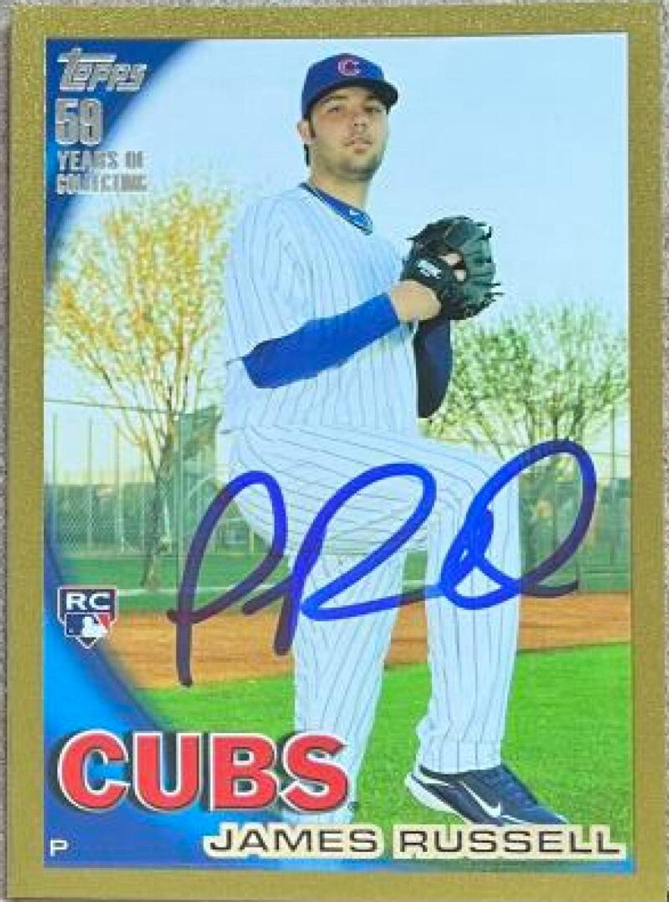 James Russell Autographed 2010 Topps Gold Baseball Card - Chicago Cubs