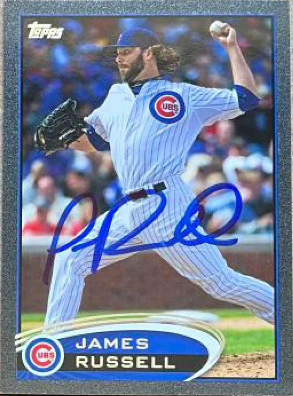 James Russell Autographed 2012 Topps Update Black Baseball Card - Chicago Cubs