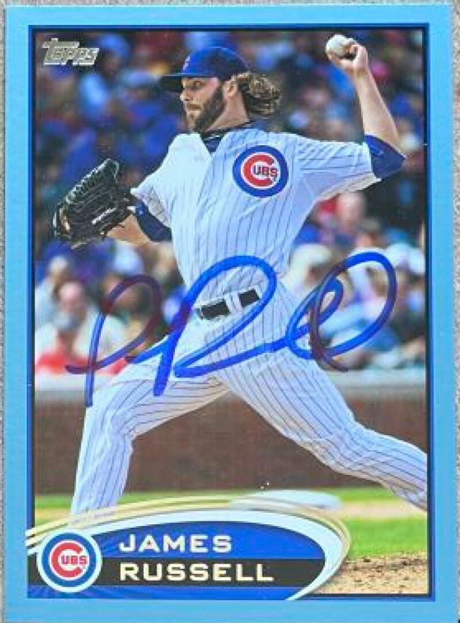 James Russell Autographed 2012 Topps Update Blue Border Baseball Card - Chicago Cubs