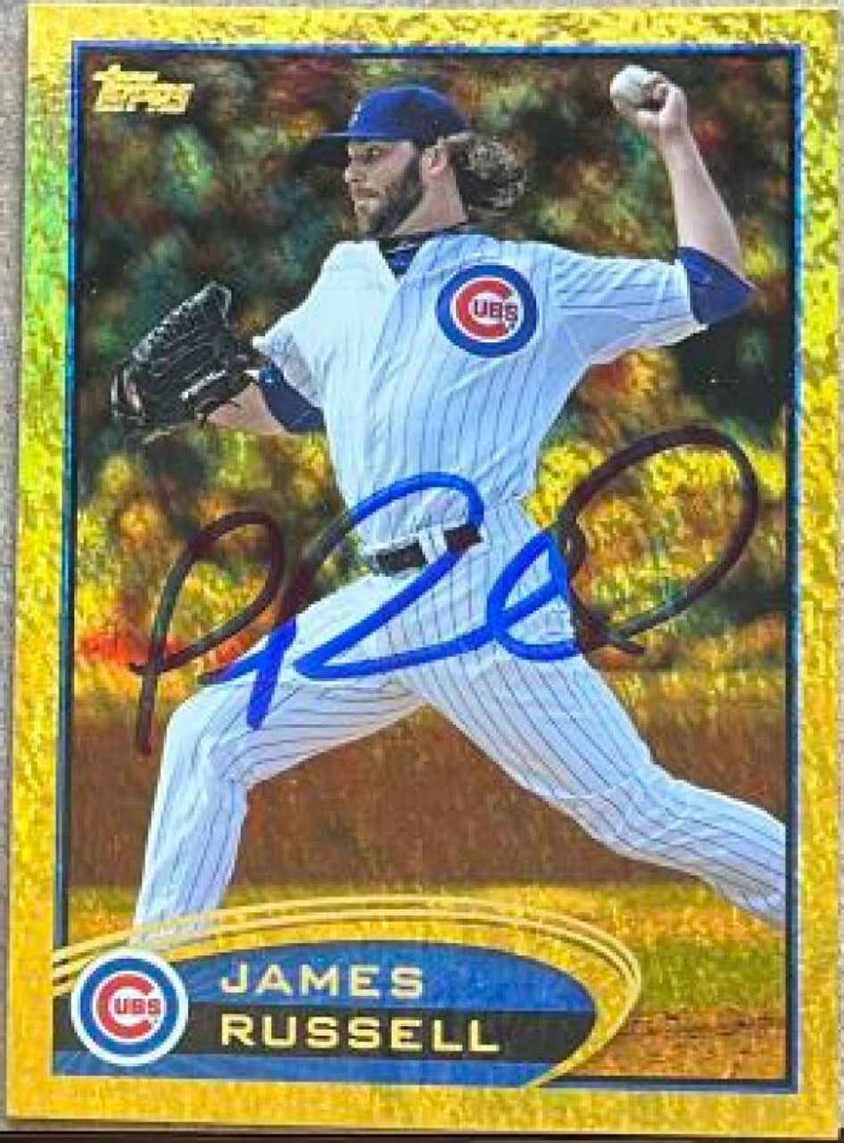 James Russell Autographed 2012 Topps Update Gold Sparkle Baseball Card - Chicago Cubs