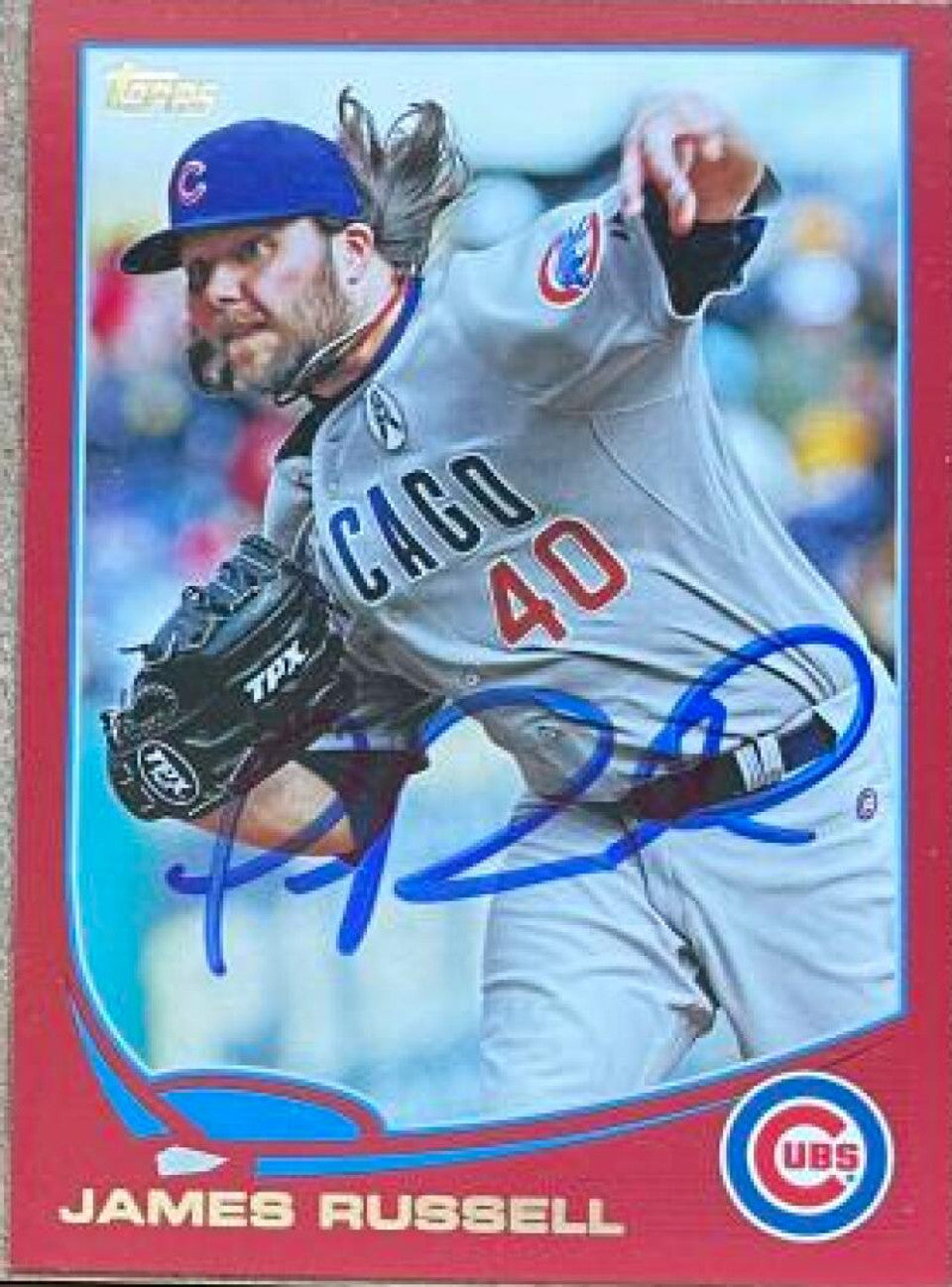 James Russell Autographed 2013 Topps Update Red Baseball Card - Chicago Cubs