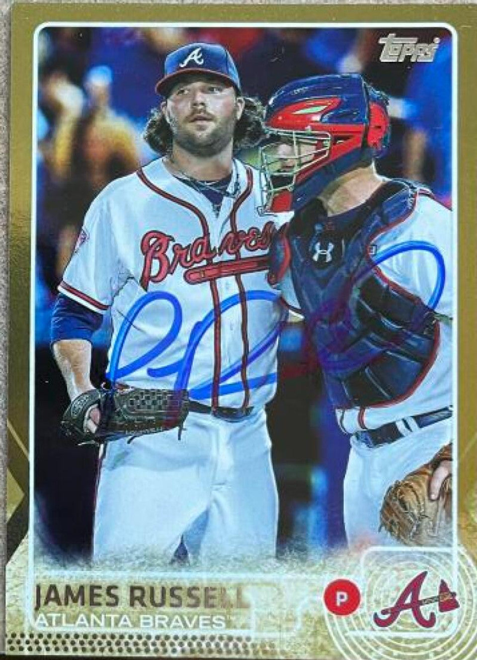 James Russell Autographed 2015 Topps Gold Baseball Card - Atlanta Braves