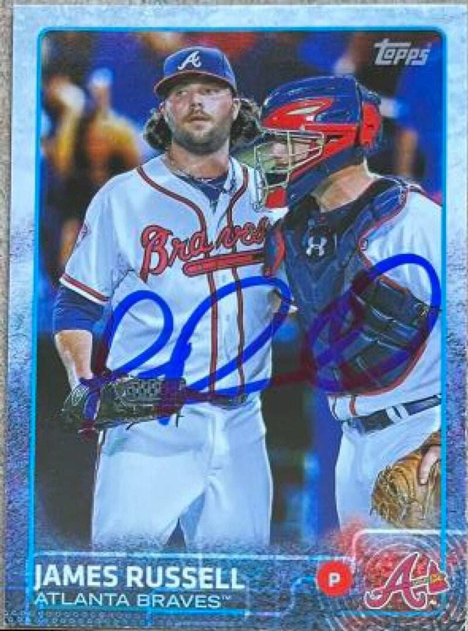 ジェームズ・ラッセル 直筆サイン入り 2015 Topps ミニ ベースボール カード - アトランタ ブレーブス