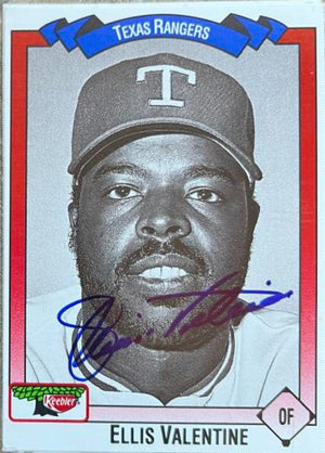 Ellis Valentine Signed 1993 Keebler Baseball Card - Texas Rangers