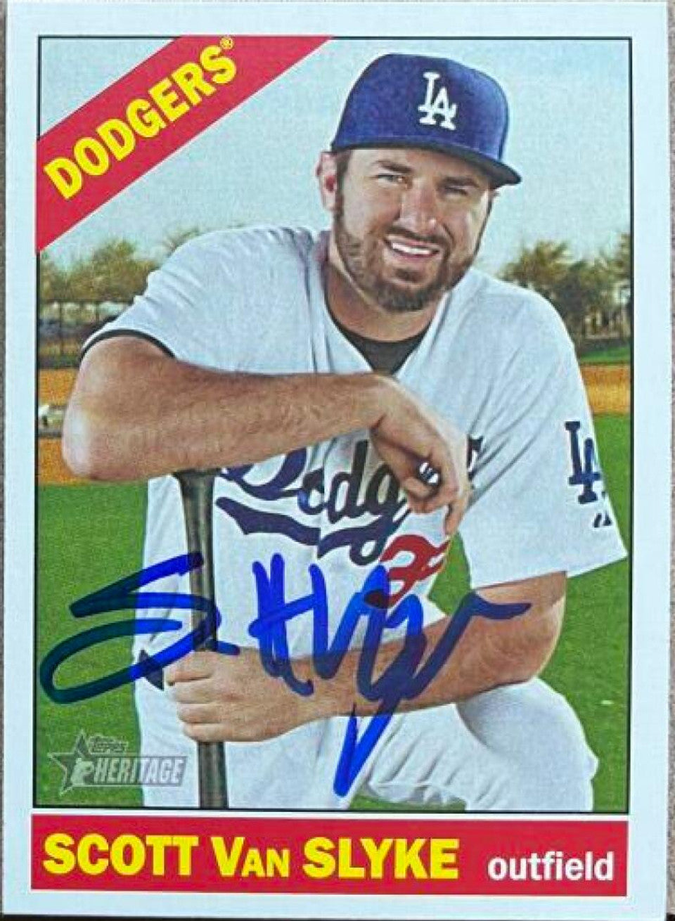 Scott Van Slyke Autographed 2015 Topps Heritage Baseball Card - Los Angeles Dodgers