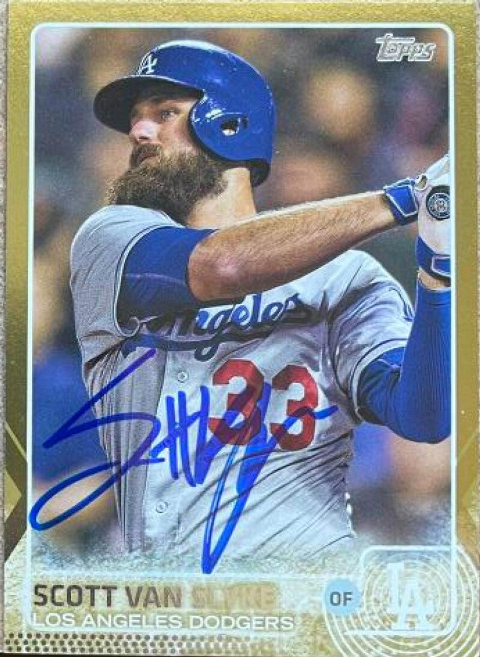 スコット・ヴァン・スライク直筆サイン入り 2015 Topps ゴールドアップデート ベースボールカード - ロサンゼルス・ドジャース