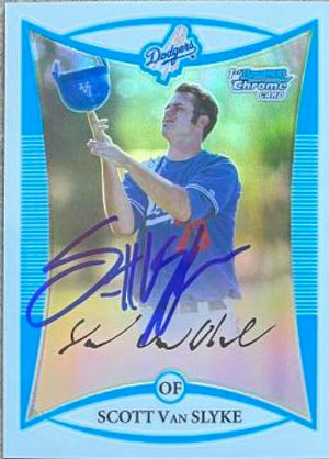 Scott Van Slyke Autographed 2008 Bowman Chrome Prospects Refractors Baseball Card - Los Angeles Dodgers