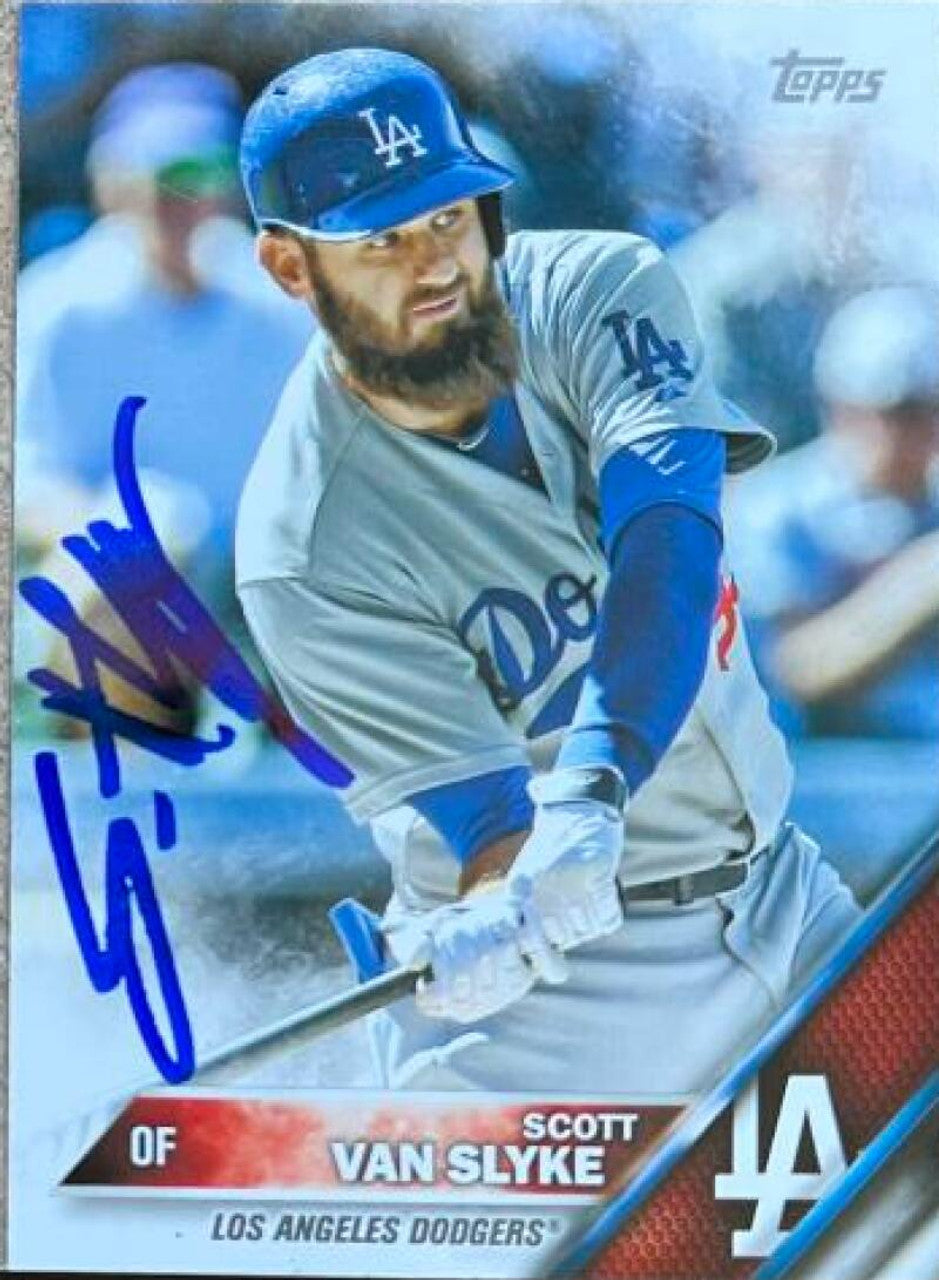 スコット・ヴァン・スライク直筆サイン入り 2016 Topps ミニ ベースボール カード - ロサンゼルス ドジャース