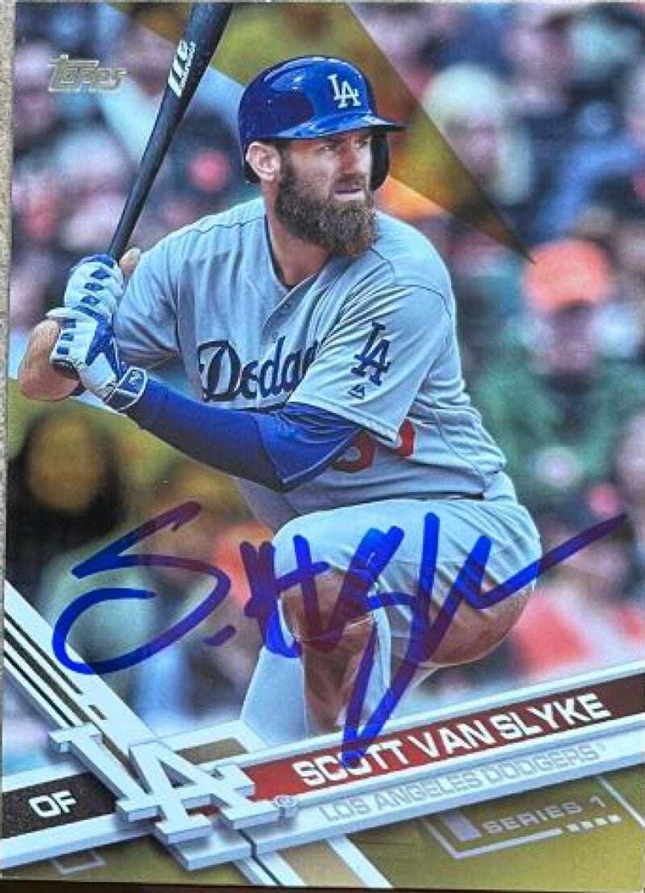 スコット・ヴァン・スライク直筆サイン入り 2017 Topps ゴールド ベースボール カード - ロサンゼルス ドジャース