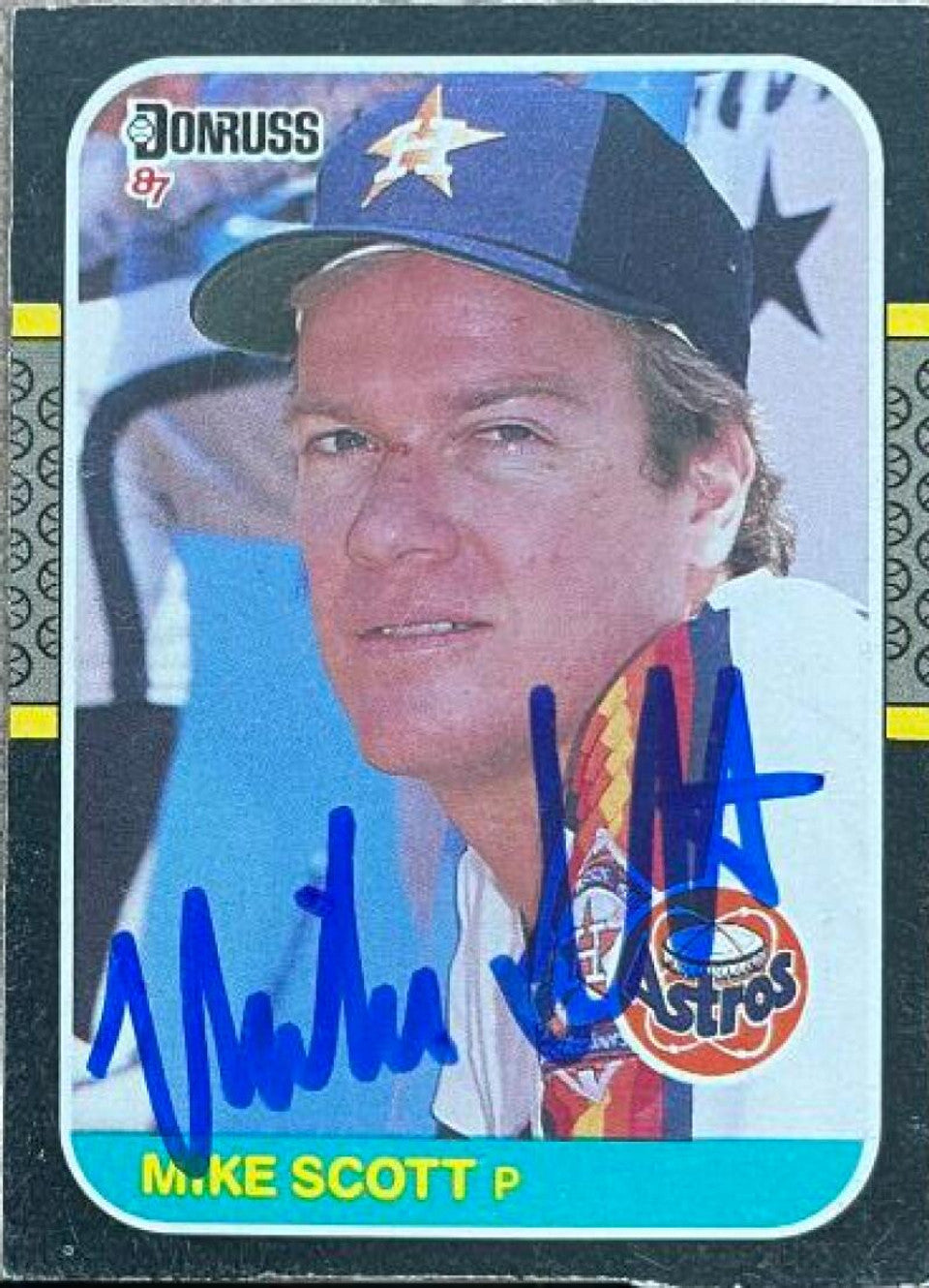 Mike Scott Signed 1987 Donruss Cello Box Bottom Baseball Card - Houston Astros