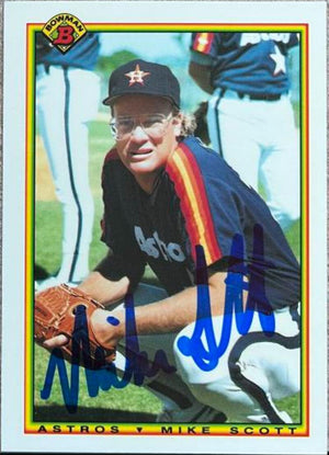 Mike Scott Signed 1990 Bowman Tiffany Baseball Card - Houston Astros