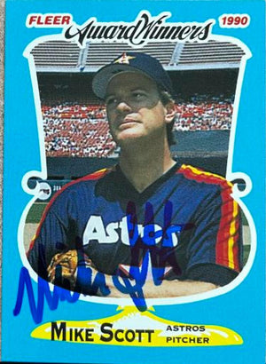 Mike Scott Signed 1990 Fleer Award Winners Baseball Card - Houston Astros