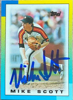 Mike Scott Signed 1990 Topps Major League Leader Mini Baseball Card - Houston Astros