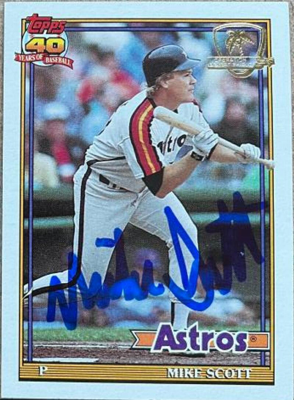 Mike Scott Signed 1991 Topps Desert Shield Baseball Card - Houston Astros