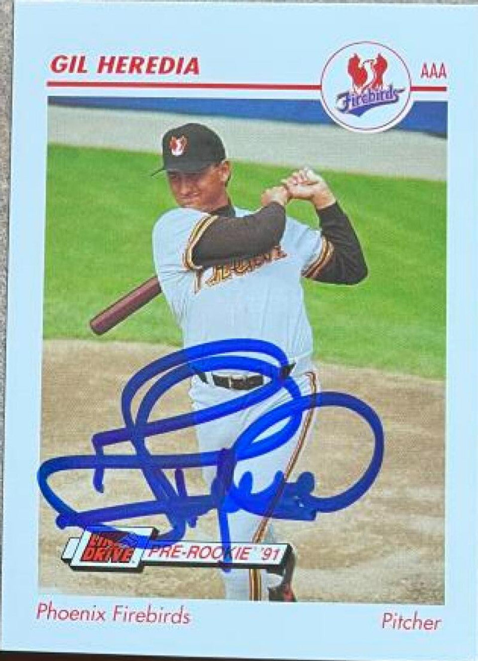 Gil Heredia Signed 1991 Line Drive AAA Baseball Card - Phoenix Firebirds